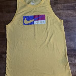 Nike Yellow Tank Top with Multicolor Logo
